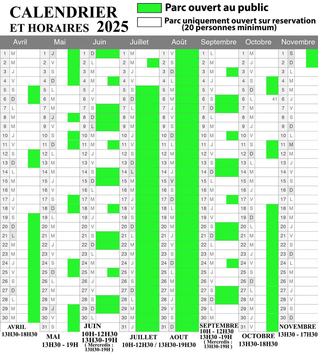 calendrier 2025